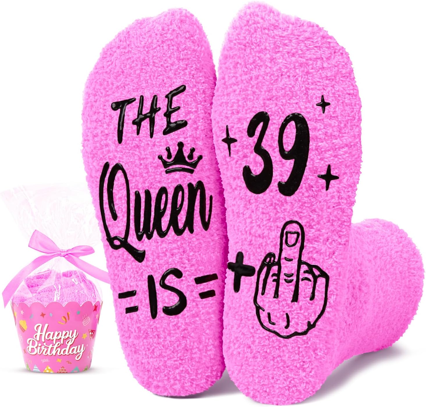 HAPPYPOP Birthday Gift Ideas Women - 16 17 18 40 50 Year Old Fuzzy Socks for Girls & Female