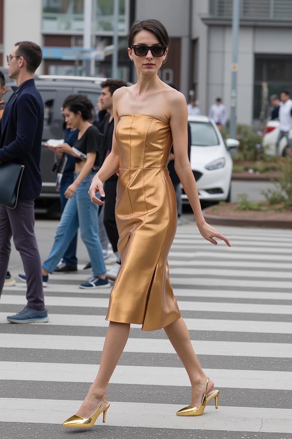 Aachcol Womens Pointed Toe Slingback Heels Slip-on High Heel Pumps Party Dress Shoes 3.2 Inches Heels