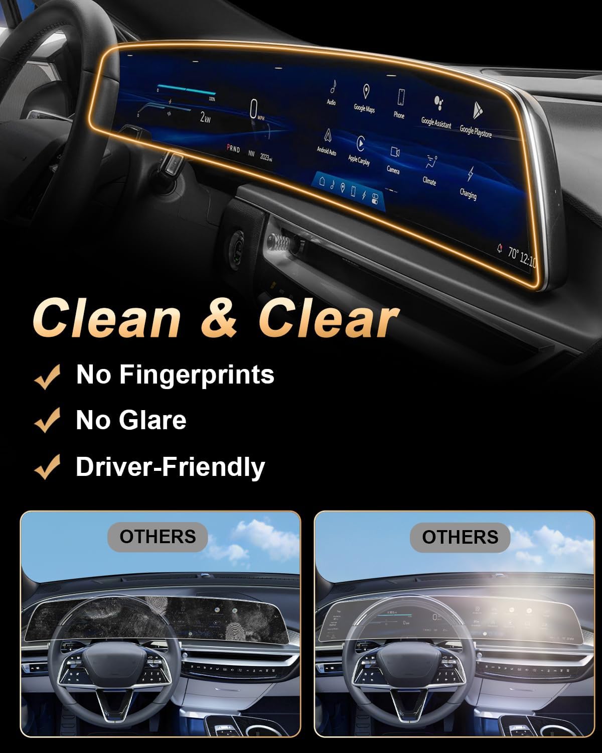 Screen Protector For 2025-2026 Cadillac CT5/2024-2025 XT4 33-Inch Integrated Screen - 2 Pcs Nano Film For 2025-2026 CT5(Sport/Premium Luxury/V-Series/V-Blackwing) & 2024-2025 Cadillac XT4 Accessories