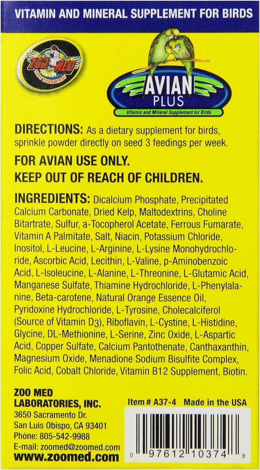 Zoo Med Avian Plus Vitamin & Mineral Supplement for Birds, 16oz
