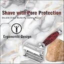 Pearl Shaving Double Edge Safety Razor (SS-95 Marble Red) made with Brass Metal- Best Shaving Razor for Men | Classic & Traditional shaving Kit for Men | Premium blade razors for Father's Day Gift Option gallery image
