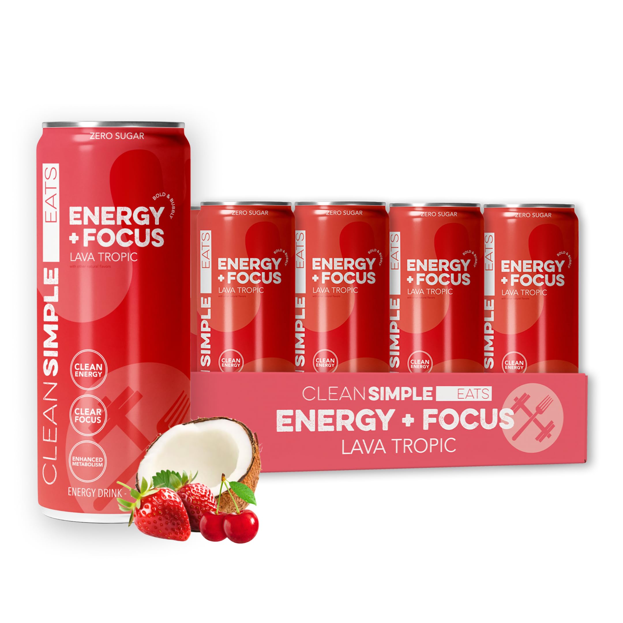 Amazon.com : Clean Simple Eats Energy + Focus Drink, Lava Tropic