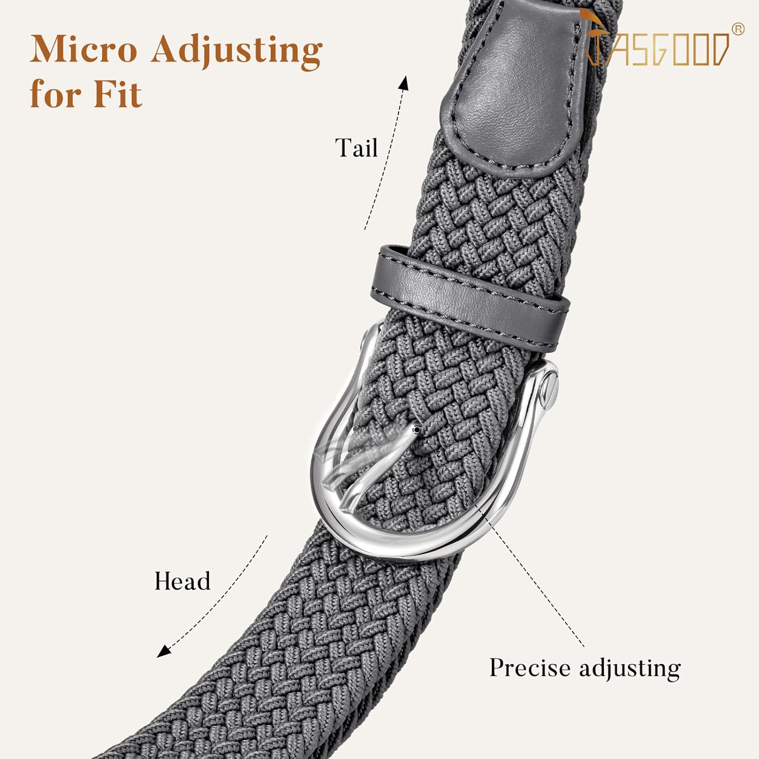 JASGOOD Women Elastic Braided Woven Belt Stretch Canvas Casual Belt 1.4'' for Golf Jeans Pants - Image 3