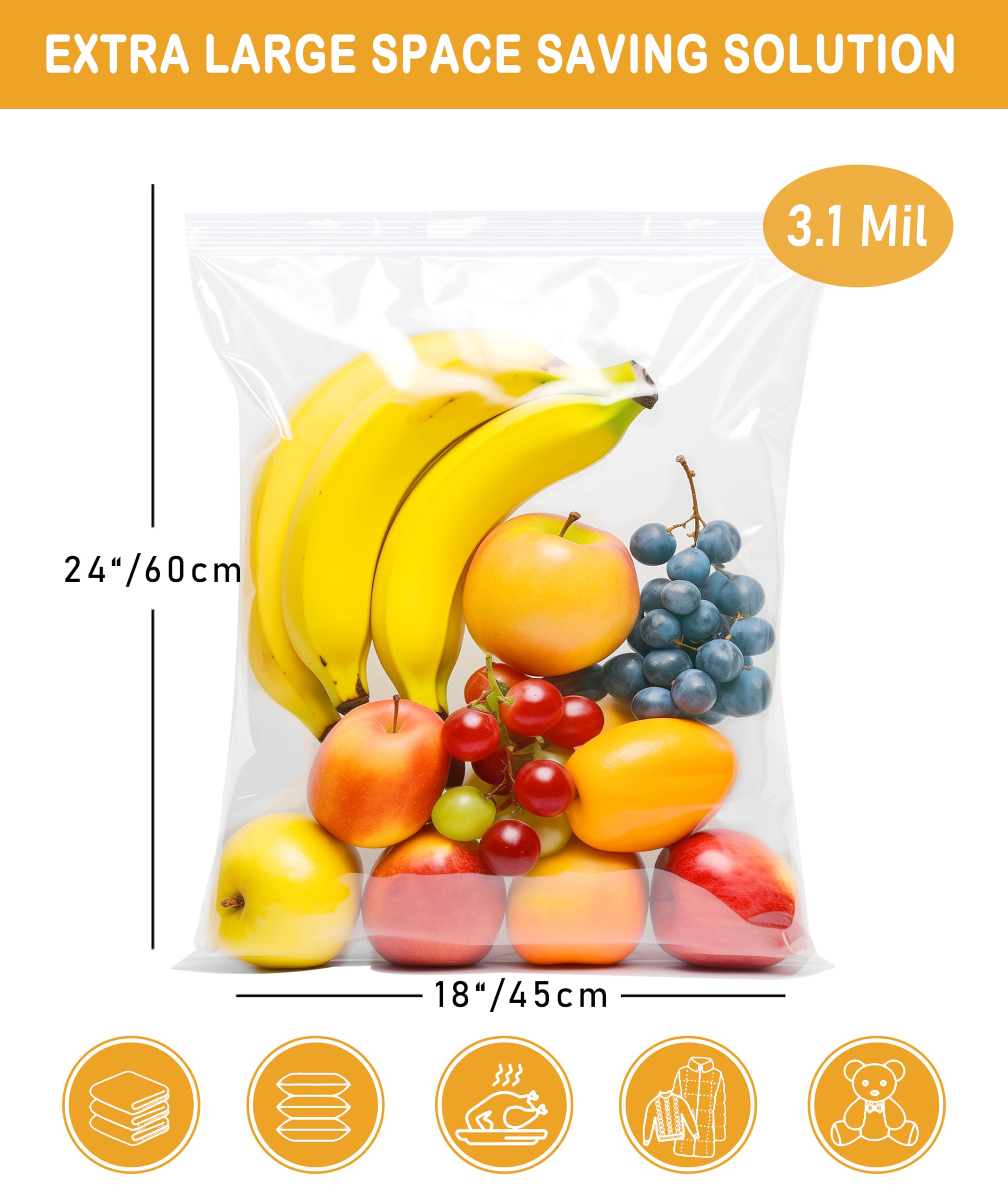 Large Plastic Zipper Storage Bags 10-Pack Jumbo 5-Gallon Storage