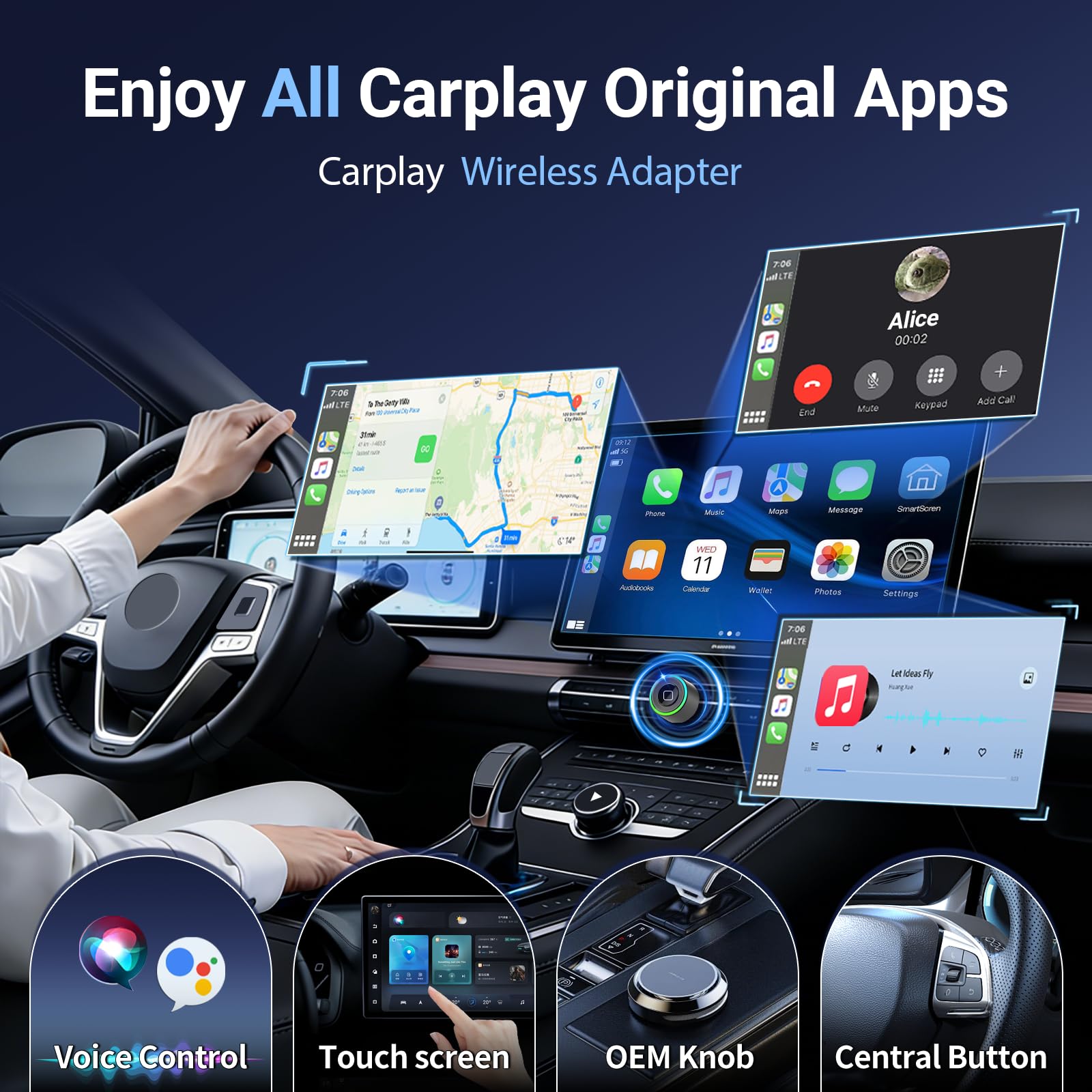 Mini Wireless CarPlay Adapter for Apple iPhone - Upgrade Wired CarPlay to Wireless, One-Tap Multi-User Switch, Plug & Play, Fast Auto-Connect (iOS 10+) — view 8