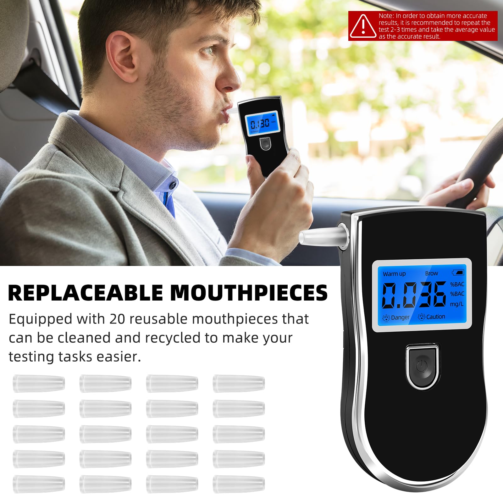 Analizzatore Di Alcol Respiro Portachiavi AT818 Digitale Alcolometri Mini Etilom - Foto 2