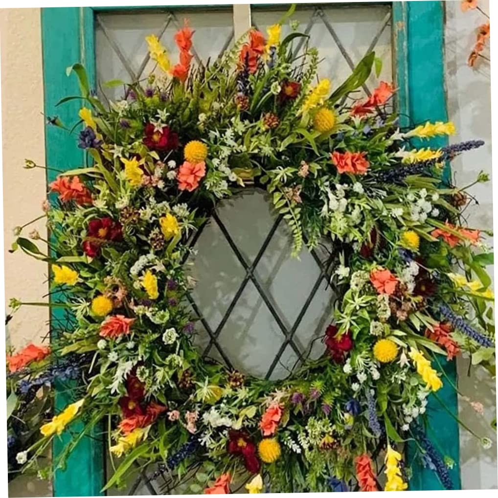 TüRkranz aus Künstlichen Wildblumen - Dekorative Mehrzweck-Girlande für Frühling und Sommer - Haustür-Kranz, 17,72 Zoll