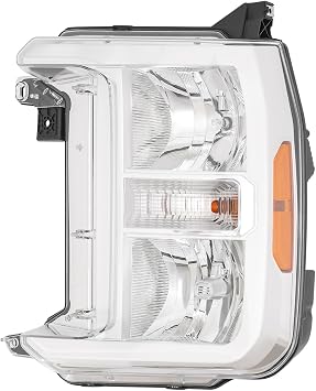 Halogen Headlight Assembly for Ford F250 F350 F450 F550 2023 2024 2025, Front Left Driver Side Head Light, Clear Lens Chrome Housing Headlamp Direct Replacement, PC3Z13008GLeft