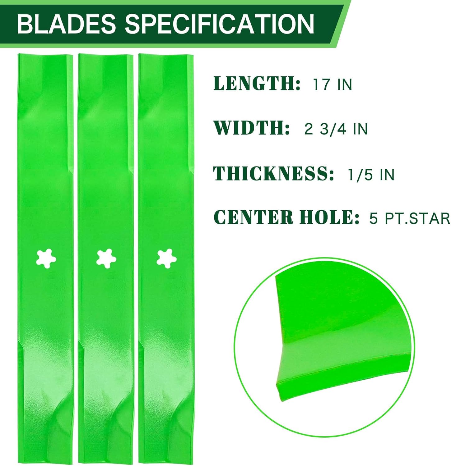 539112079 Mower High Lift Blade Replace OEM 539117911 539117973 10782 10881 Compatible with Hu sqvarna Dix on 52 inch Deck MZT 52 EZ 5224 EZ 4220 EZ 5221 KAA Lawn Mower