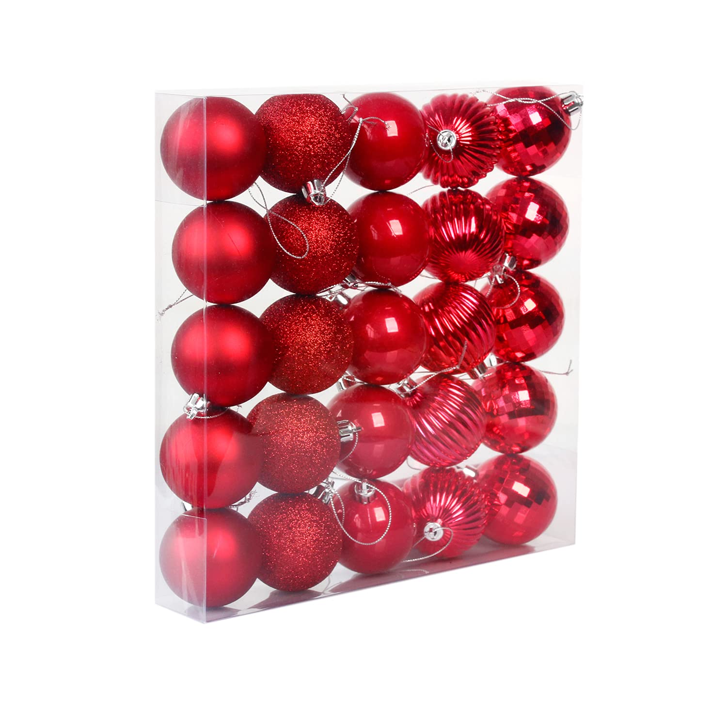 Boules de Noël rouges 40 mm de diamètre en lot de 25 pour raviver la magie des fêtes