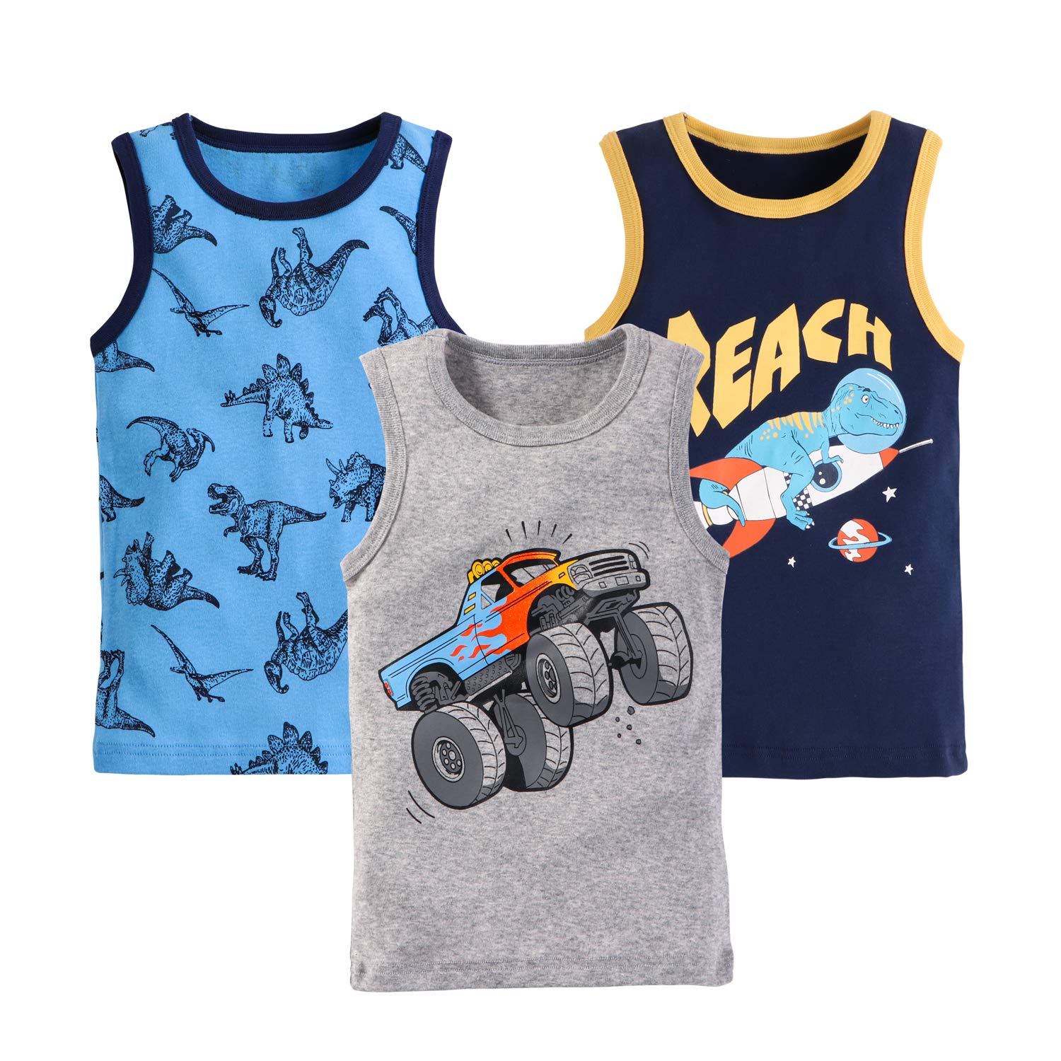 Baby Boys Tank Tops Dinosaur 3 Pack Tanks Set