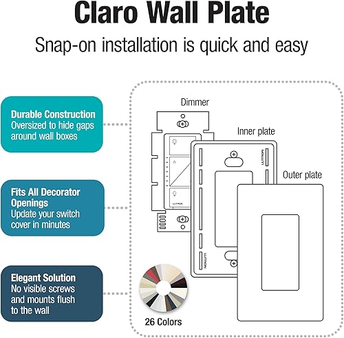 Miniatura 8 de Lutron Claro CW-3-SS - Placa decorativa de pared basculante, acero inoxidable (paquete de 1)