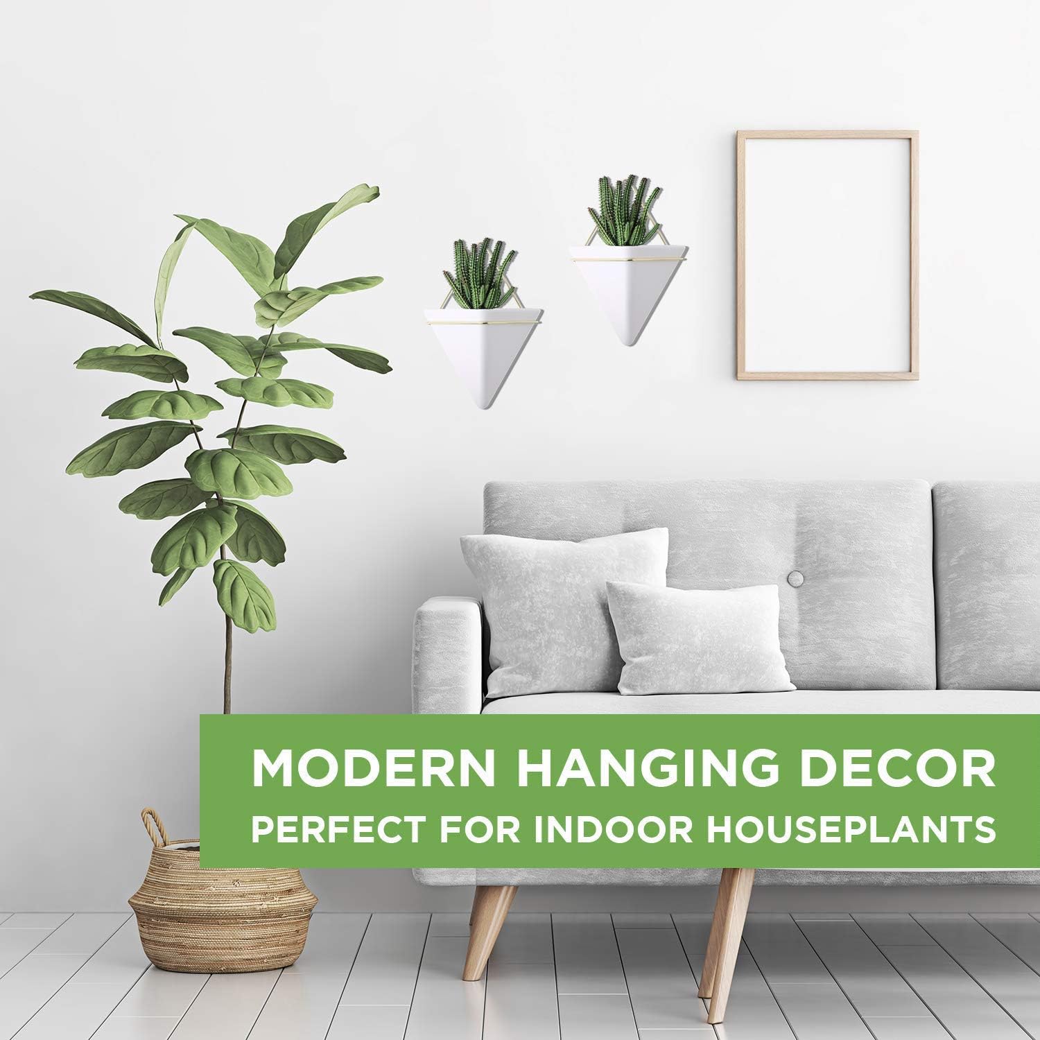 PUDDING CABIN Triangle Wall Planter, Hanging Planter Vase & Geometric Planter Wall Decor Air Plant Container for Home and Office Decoration Birthday Wedding Gift