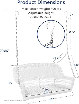 Resin Wicker Porch Swing, White
