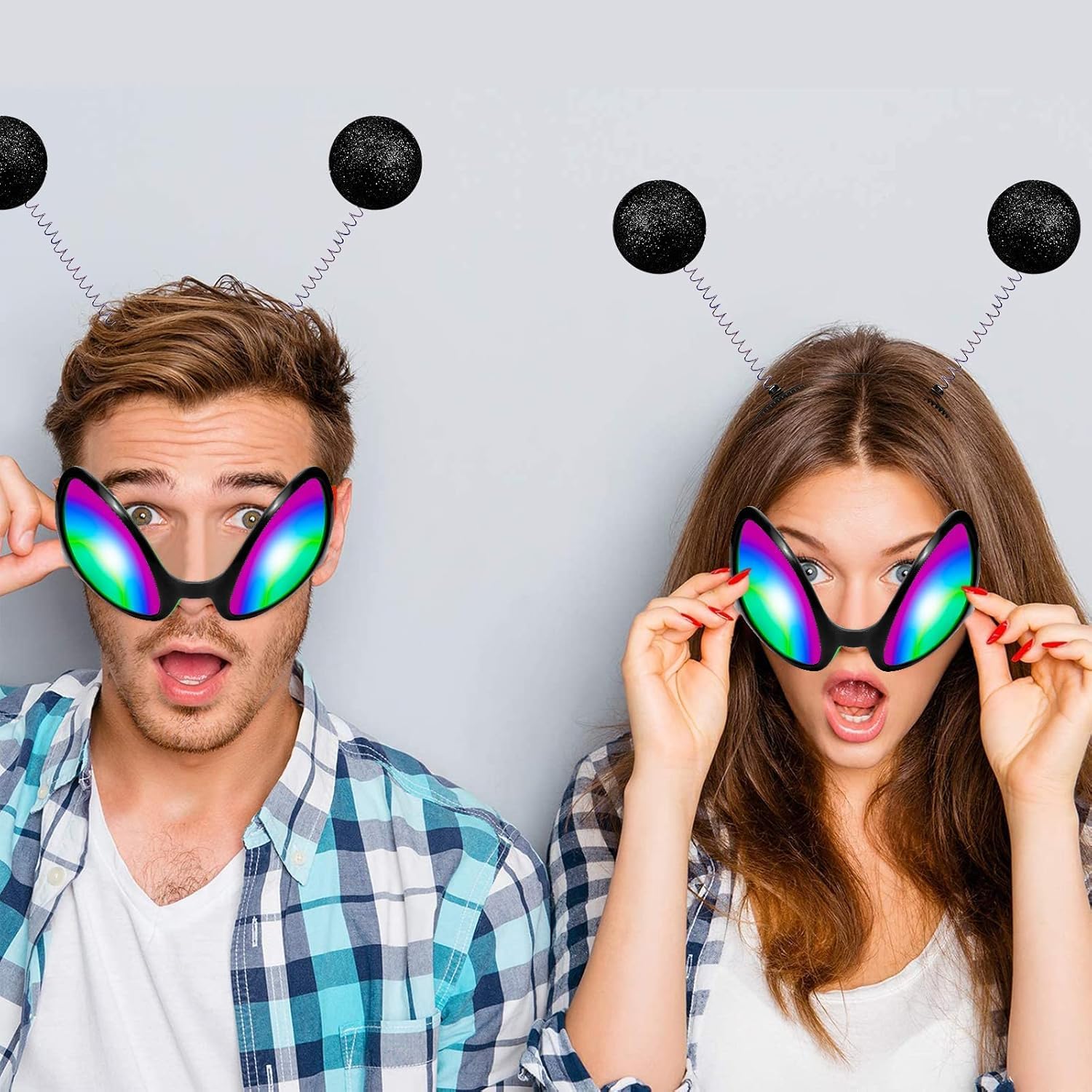 Fascia Capelli Con Antenne Argento - Accessorio Carnevale E Halloween