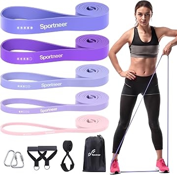 Sportneer Resistance Bands for Working Out Pull Up Bands 5-130lb 5 Levels Exercise Bands Workout Bands Set with Handles & Door Anchor Pull Up Assist Bands for Men Women Resistance Training