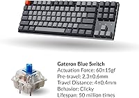 Vista 7 de Keychron K8 Teclado mecánico inalámbrico sin teclas para Mac retroiluminación blanca Bluetooth multitarea teclado de juego con cable tipo C