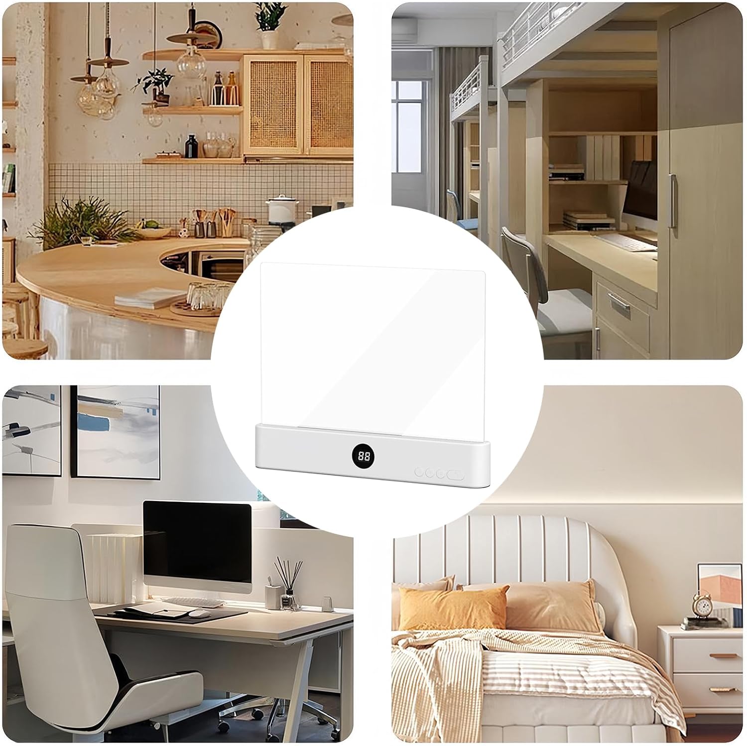 Flat Book Lamp LED Flat Light 18.5 x 15.2 x 2.2 cm LED Clip Panel Reading Lamps, ALED Book Lamps, 3 Modes for Eye Protection for Bedroom, Office Dormitory