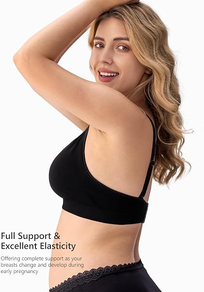 HBselect 3 Pack Women’s Nursing Bra Wireless Seamless Maternity Bra Breastfeeding Bras Bralette with Removable Bra Pads Extenders - 5