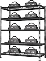 WORKPRO 5-Tier Heavy Duty Metal Shelving Unit 4000 lbs Capacity 48x24x72 Adjustable Garage Warehouse Storage Rack Black/Silver