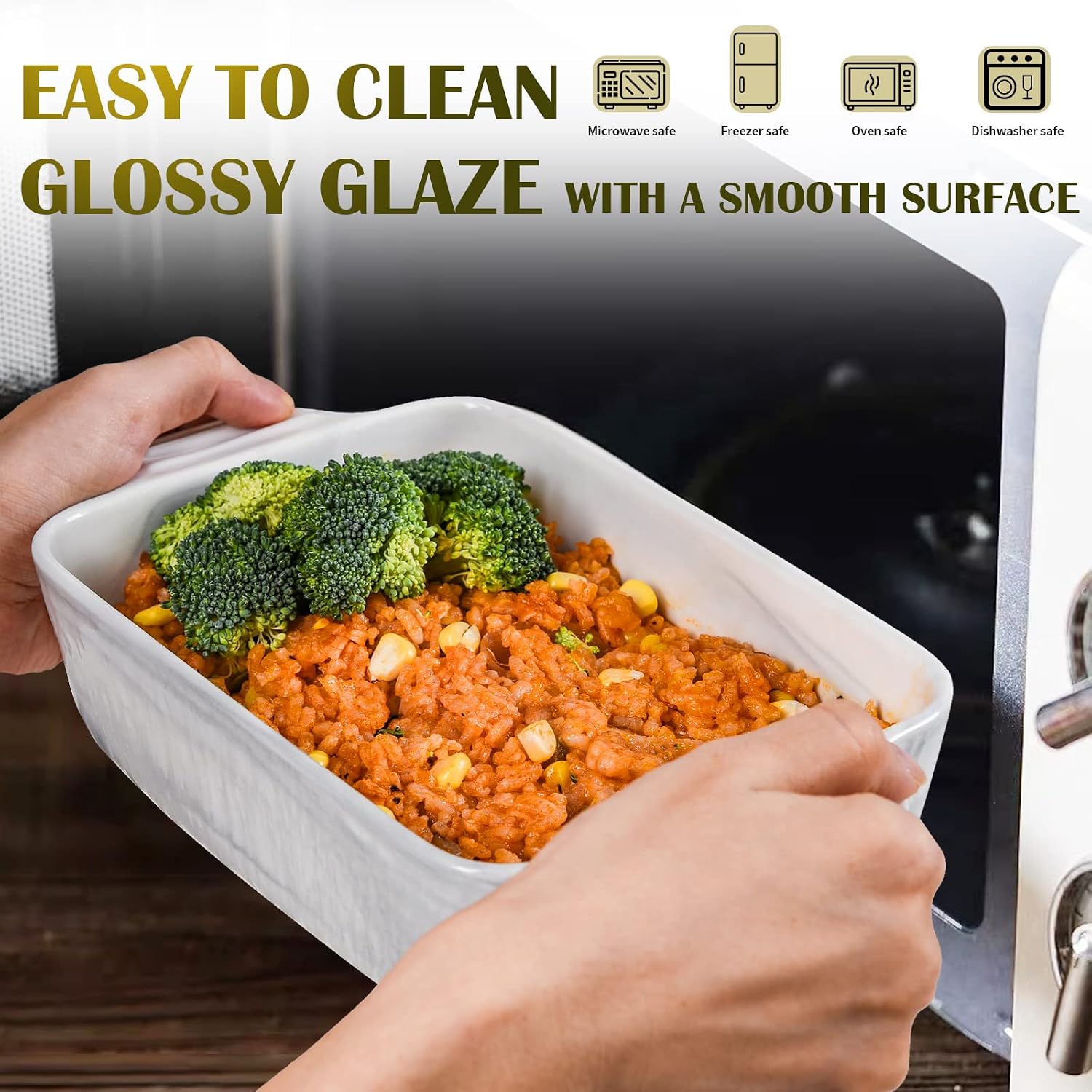Yundu Grey Ceramic Bakeware Set of 3, 9.5"/12.4"/14.4"