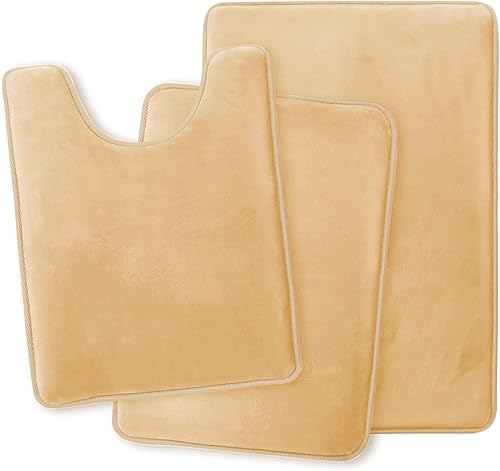 Miniatura 2 de Clara Clark Solid Collection - Juego de alfombras de baño de espuma viscoelástica, 3 piezas, antideslizantes, absorbentes, suaves, alfombra de baño
