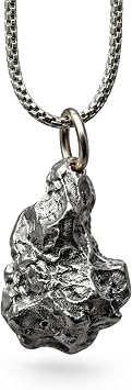 Certified Meteorite Pendant Necklace for Men and Women - Genuine Space Iron Jewelry Gift, Campo Del Cielo Collectible Meteorites for Sale from Argentina 3-5 Gram