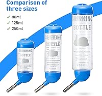 Vista 5 de PStarD Moon - Botella de agua para animales pequeños, conejito, hámster, cobaya, conejo, chinchilla, jerbo, marmota, ardilla (2.7 onzas)