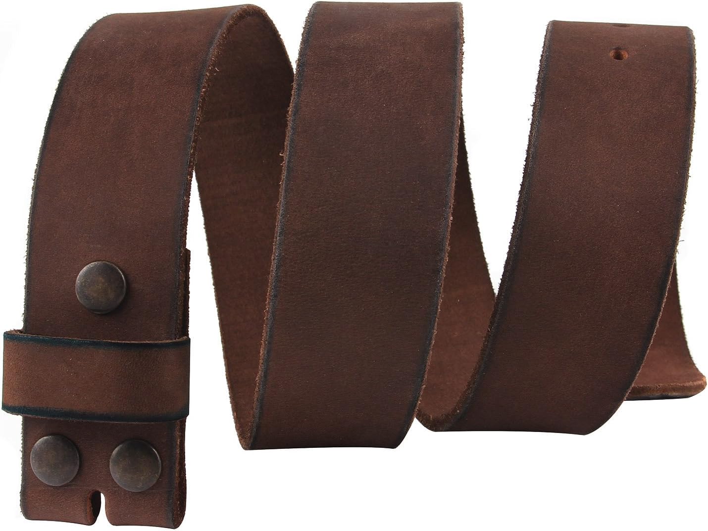 NPET Men's Full Grain Leather Belt Vintage Distressed Style with Snap-On Strap 1 1/2" Wide without Buckle - Image 2