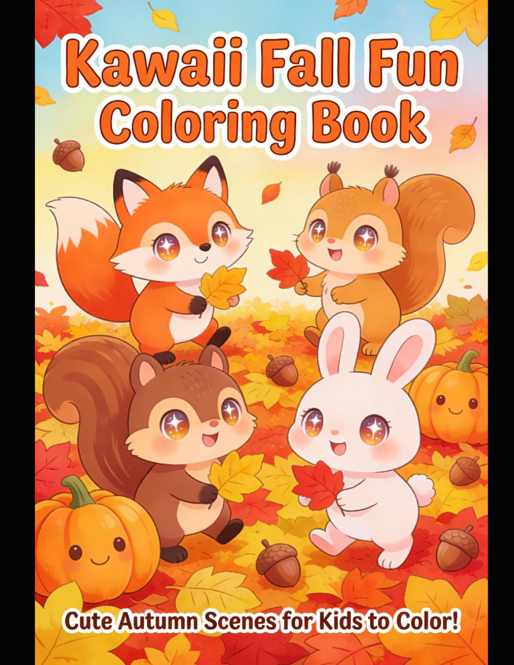 Kawaii Fall Fun Coloring Book: Cute Autumn Scenes for Kids To Color