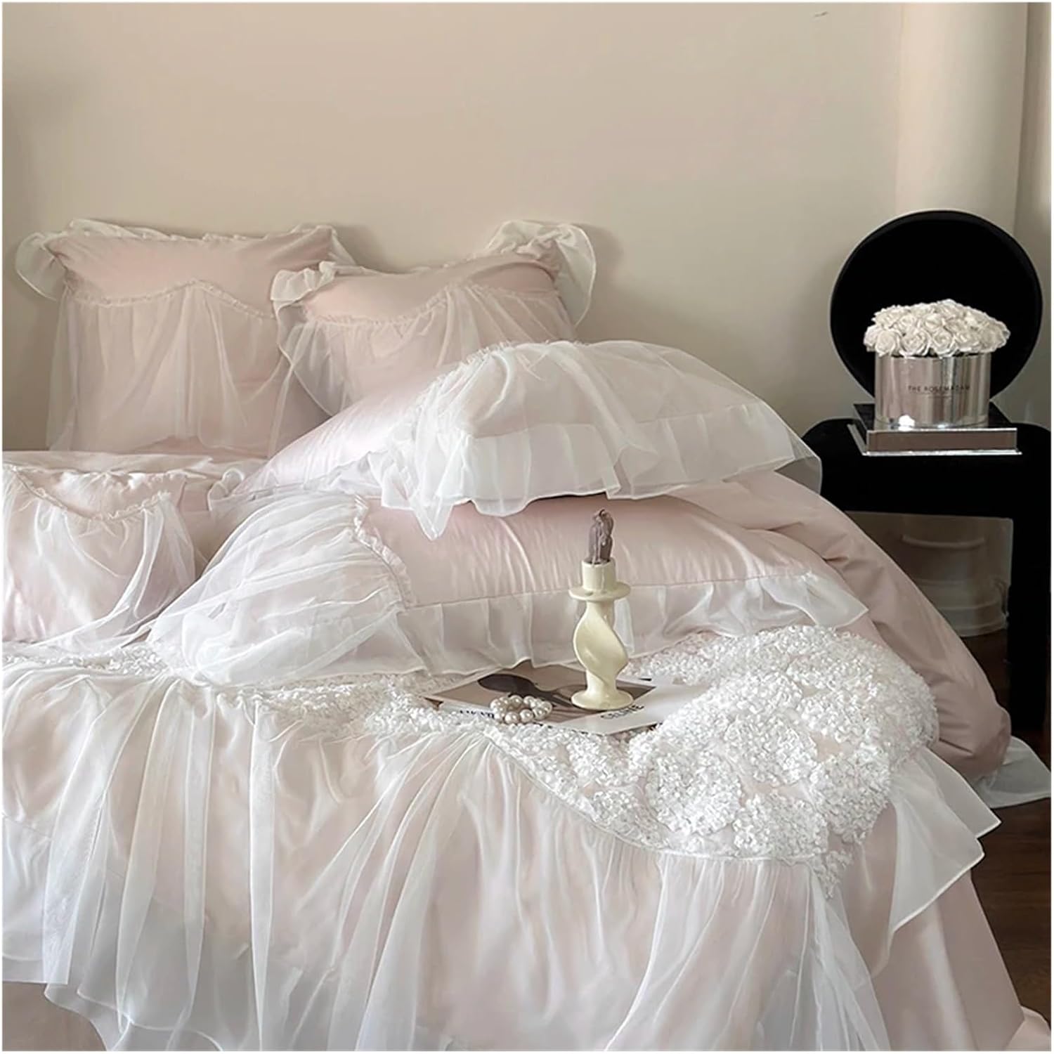 Tulle Skirt Cotton Home Bed Linen Embroidery Bed Cover Full Set Room Decor Stitch Quilt Duvet Cover Bed Sheets Set Bedding Set,Bed