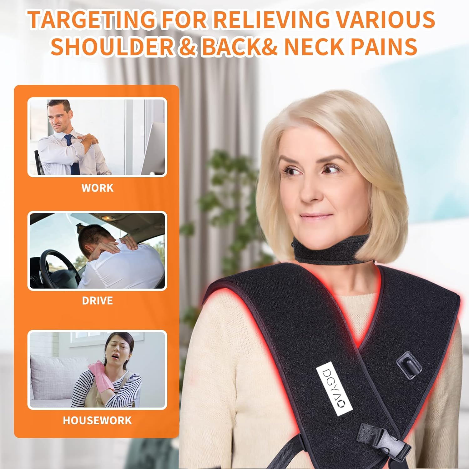 TUOB Red & Infrared Light Therapy for Shoulder & Neck, Home Use 850nm Shoulder & 880nm Neck Pad, Full Cover Light Therapy for Pain Relief & Muscle Relaxation