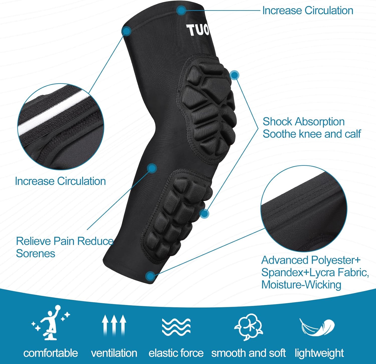 Padded Arm Sleeves Elbow Forearm Crashproof Pads Protection for Football Basketball Volleyball Soccer 2 Pack - Image 2