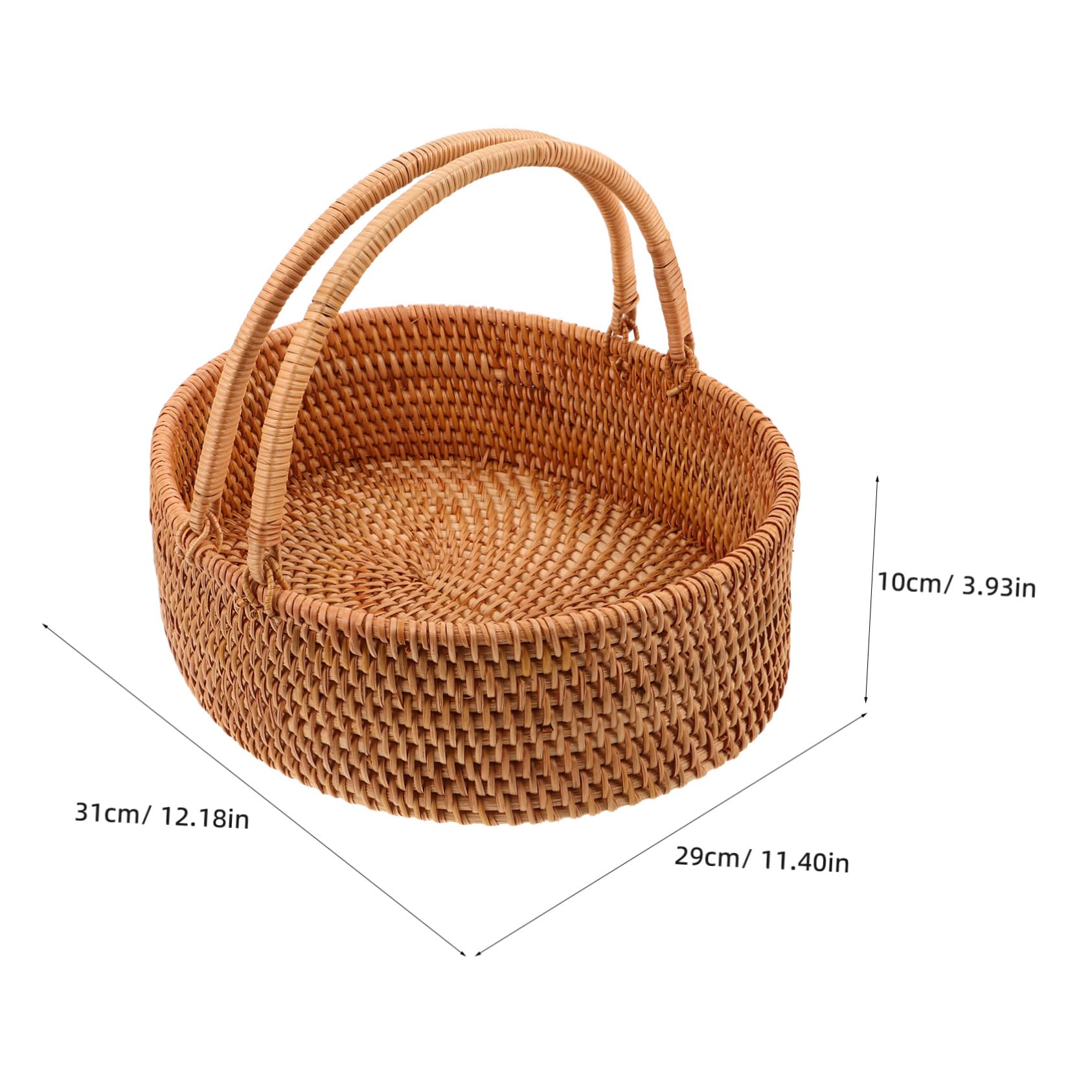 Kisangel Cesta De Mimbre para Frutas Tejida Mano Cesta De Almacenamiento De Ratán con Asa para Decoración del Hogar Picnic Jardín o Servir Verduras