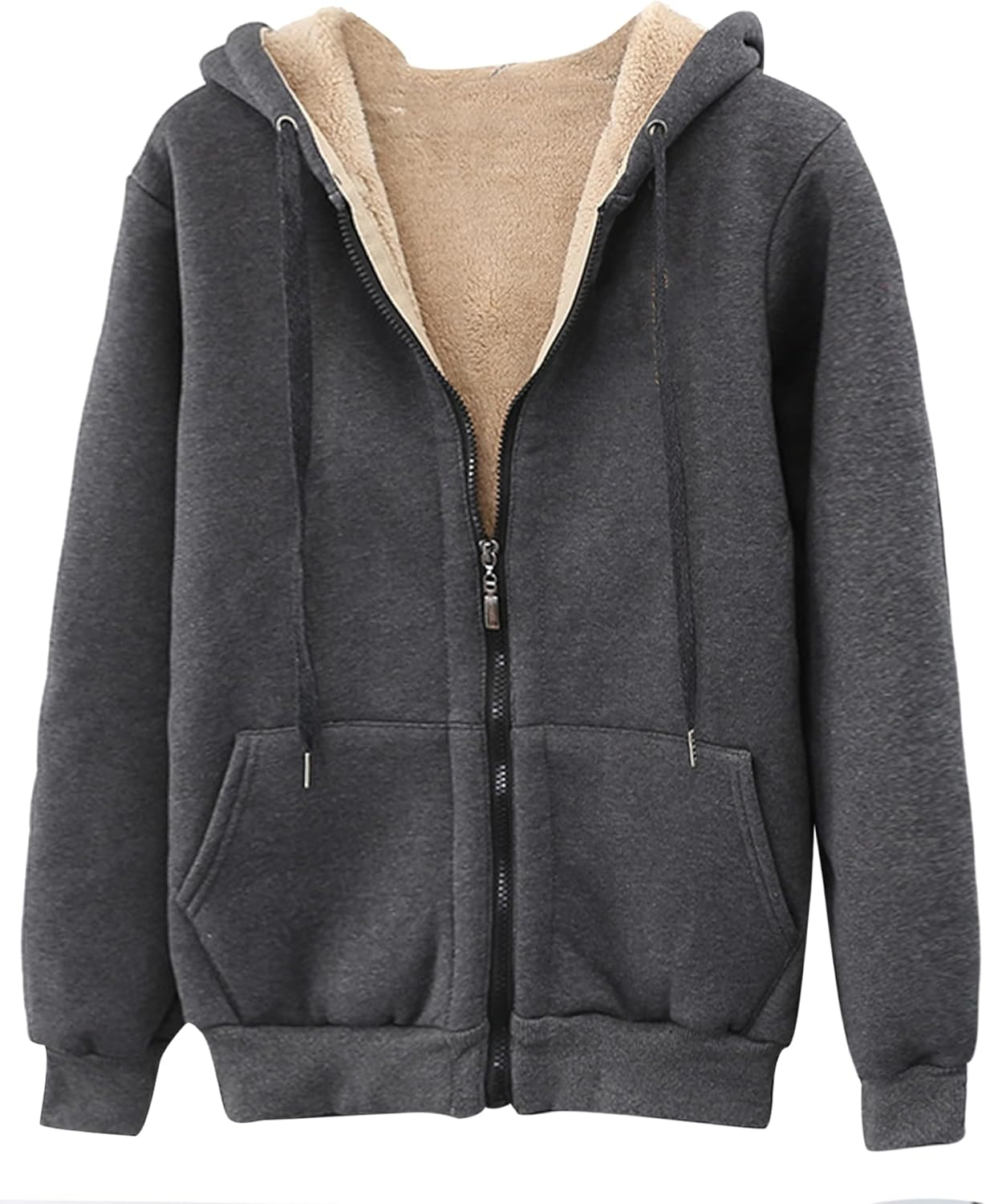 SNOLY Men's Winter Sherpa-lined Sweatshirts Zip Up Active Fleece-lining Hoodies And Stand Collar Coats