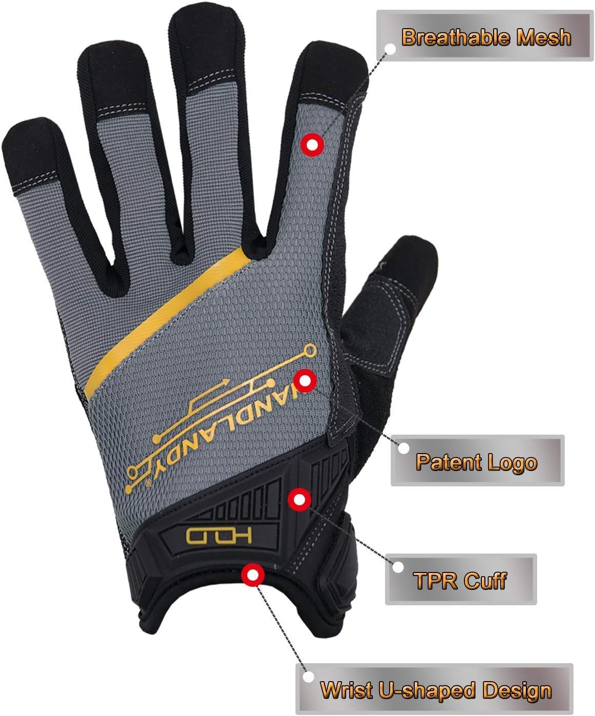 HANDLANDY Bundle - 2 Pairs Utility Mechanic Working Touch Screen Yard Work Gloves for Women and Men, Gift for Couples - Pink, Grey, Medium