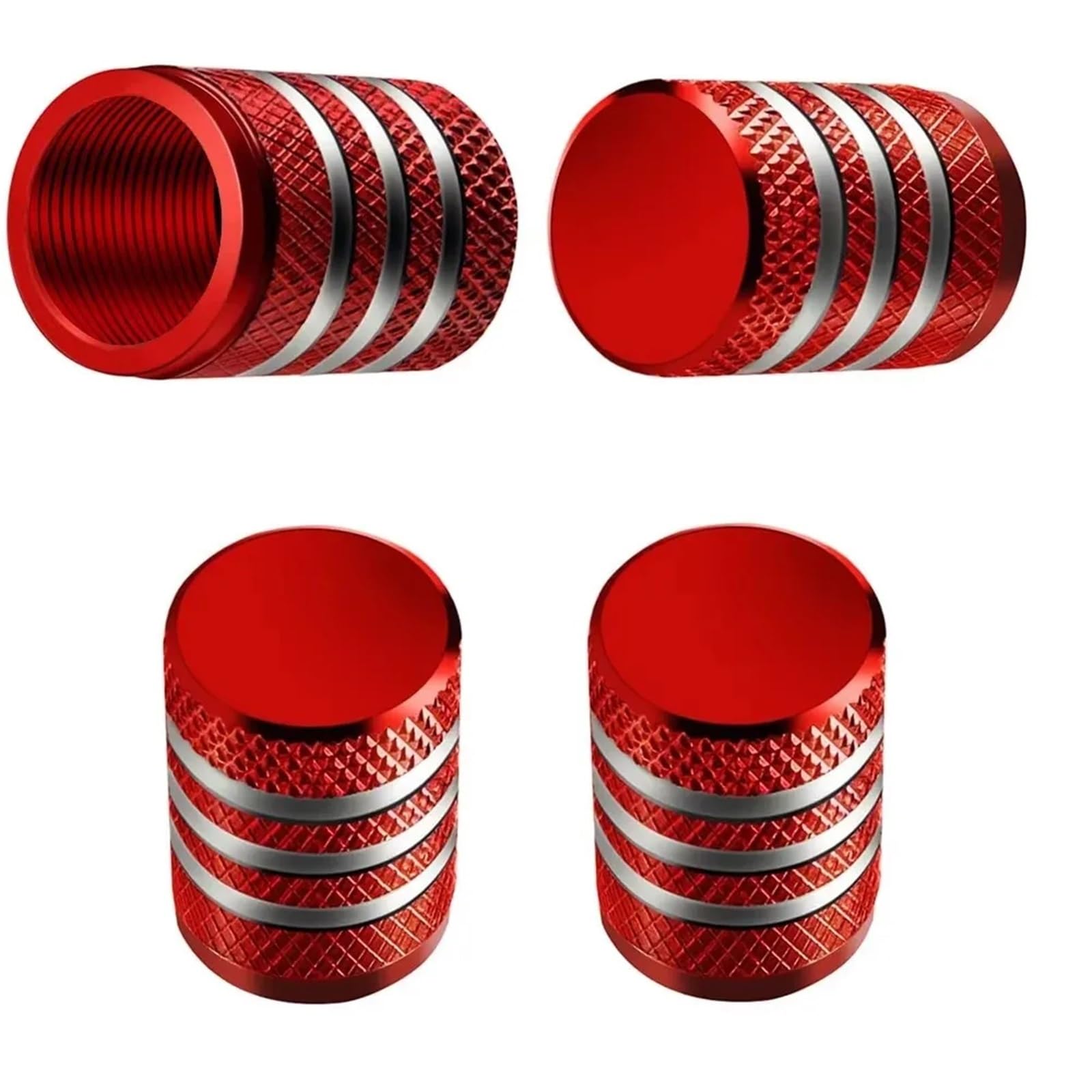 Tire Valve Caps Aluminum Alloy Nipple Caps Tyre Rim Stem Covers Airdust(4pcs-red)