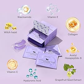 PEAUAMIE Under Eye Patches with Vitamin C and Witch Hazel Eye Mask for Dark Circles and Puffiness,Face Mask Skin Care Products 30 Pairs