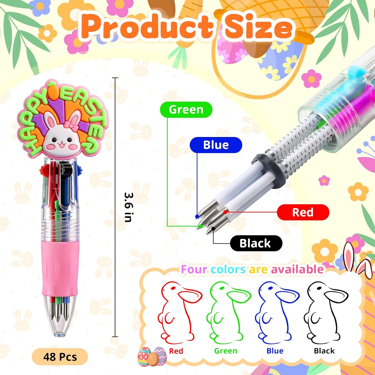 48 Pack Easter Eggs Bulk with Multicolor Pen in One - Easter Egg Fillers & Easter Party Favors, Non-Candy Basket Stuffers for Egg Hunt Gift