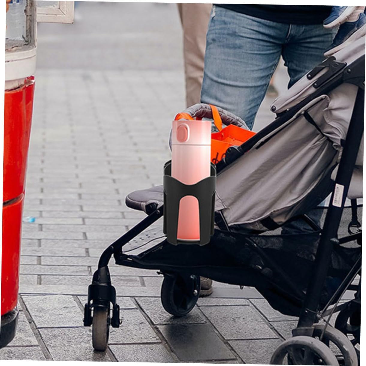 VICASKY 2pcs Stroller Cup Holder and Phone Holder for Wheelchairs and Walkers Adjustable Clamp Drink for Water Bottles Cups and Bottles Compatible Various Models