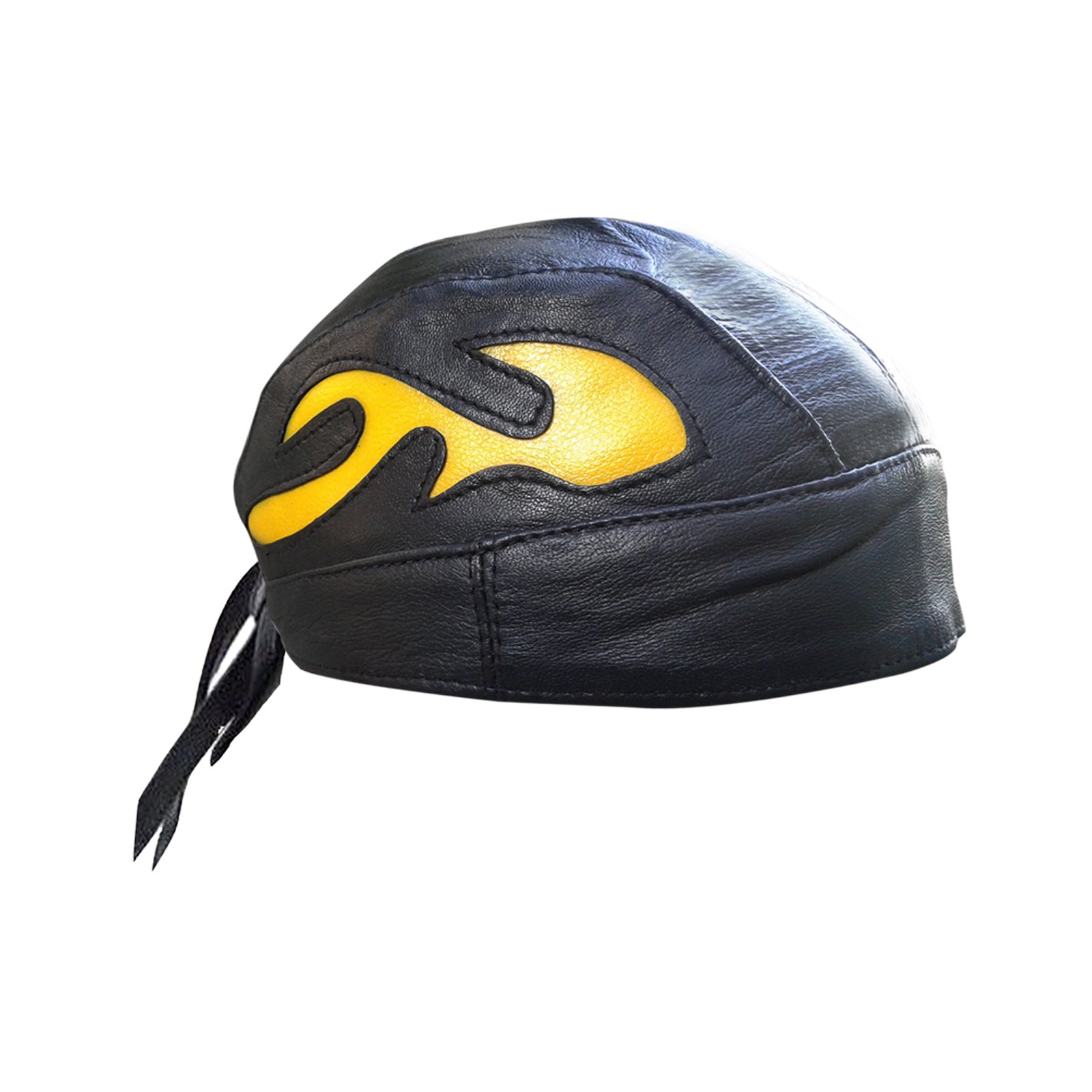 Sufiah Unisex Yellow Men Women Outdoor Bike Cycling Running Skull Cap Doo Rag Bandana Scarf Hat Leather Flame