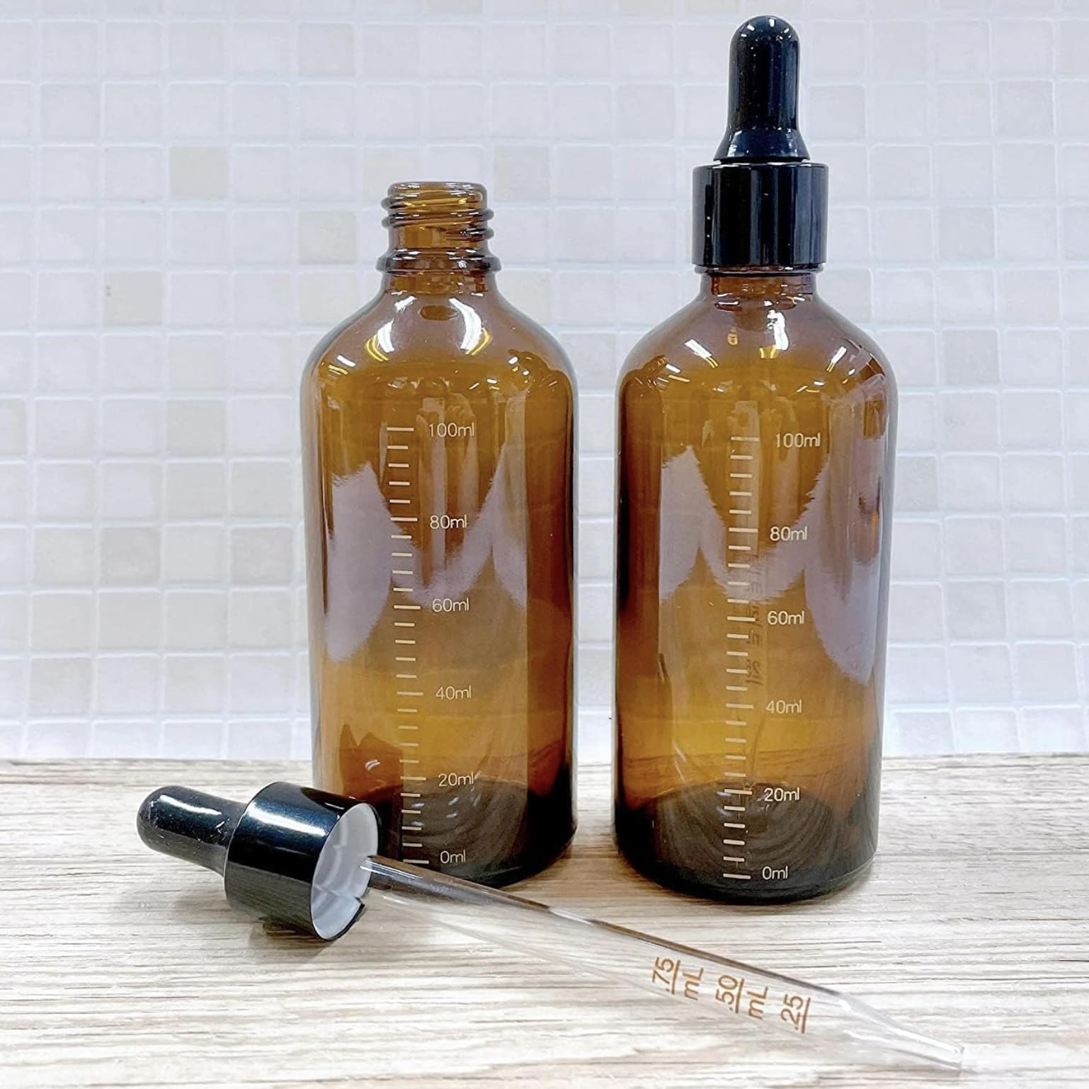Amazon.co.jp: 【目盛付き スポイト容器】100ml 1本 ガラス製 目盛り