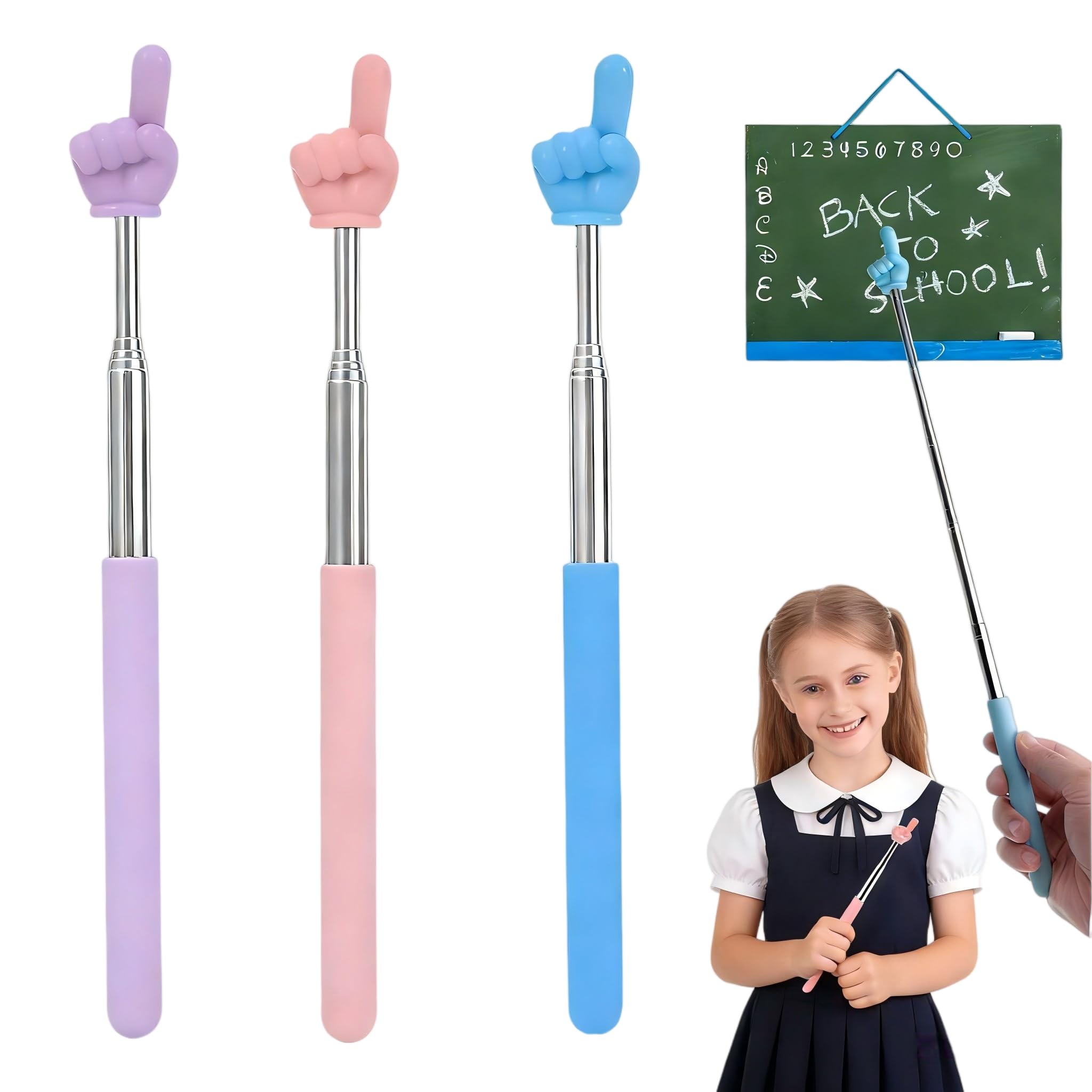 LVNEHAL 3 PCS Finger Pointer Stick，Extendable Pointer Stick for Teachers，Extendable Hand Pointer Pointer Stick for Teacher Teaching Purposes Teacher Aids