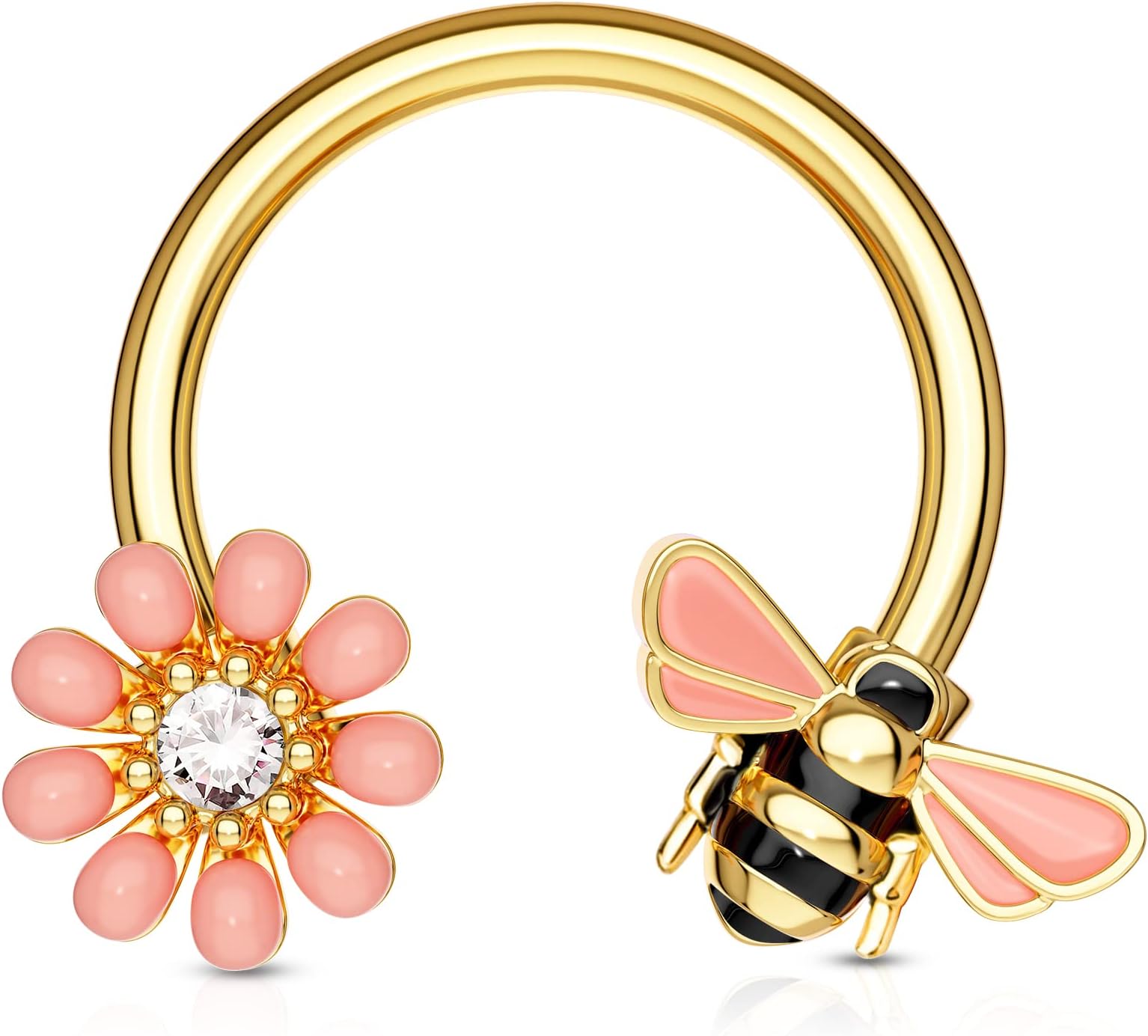 16g septum jewelry Bee Septum Rings 316L Stainless Steel Daith Piercing Jewelry Gold Helix Piercing Jewelry