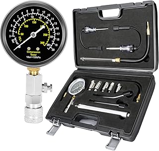 13pcs Compression Tester with Spark Plug Tester - Small Engine Compression Tester 300PSI Engine Cylinder Compression Gauge Automotive Tool