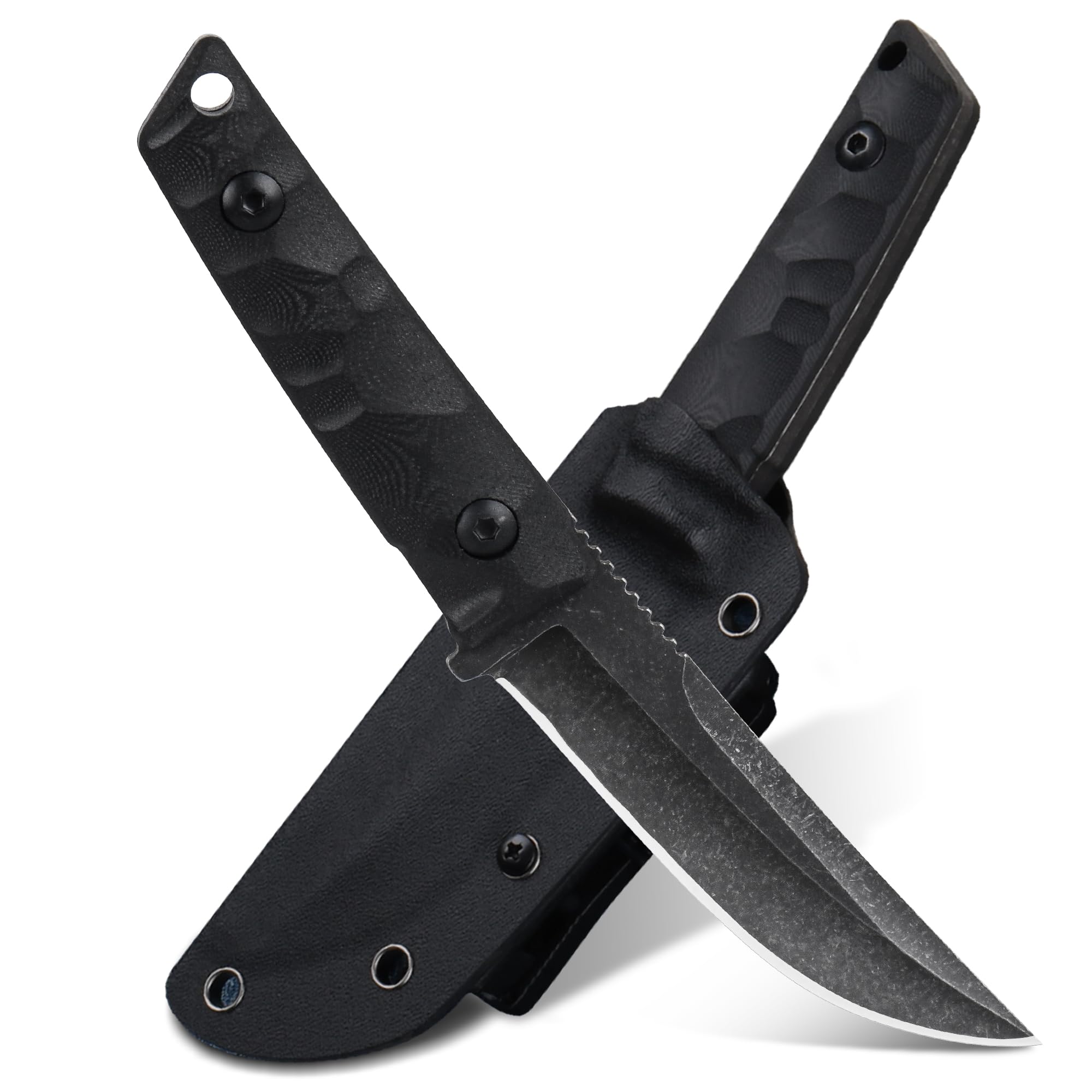 SUNEMY Outdoor Messer Survival mit Kydex Scheide G10 Griff,