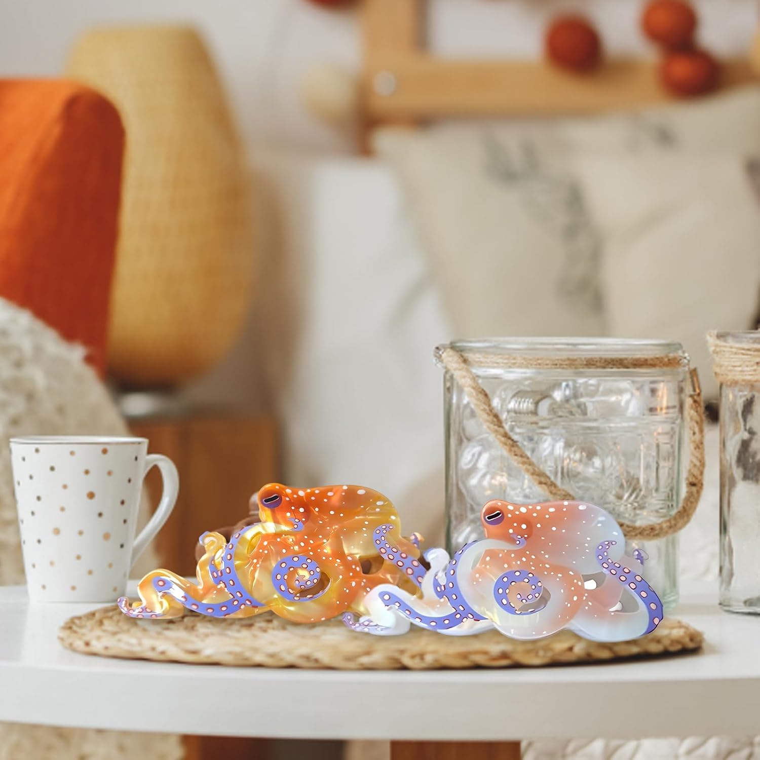 2PCS Octopus Hair Clip, Octopus Claw Clip and Fun Claw Clips, Cute Ocean Animal Shaped Hair Accessories for Thick or Thin Hair, Parties and Daily Styling