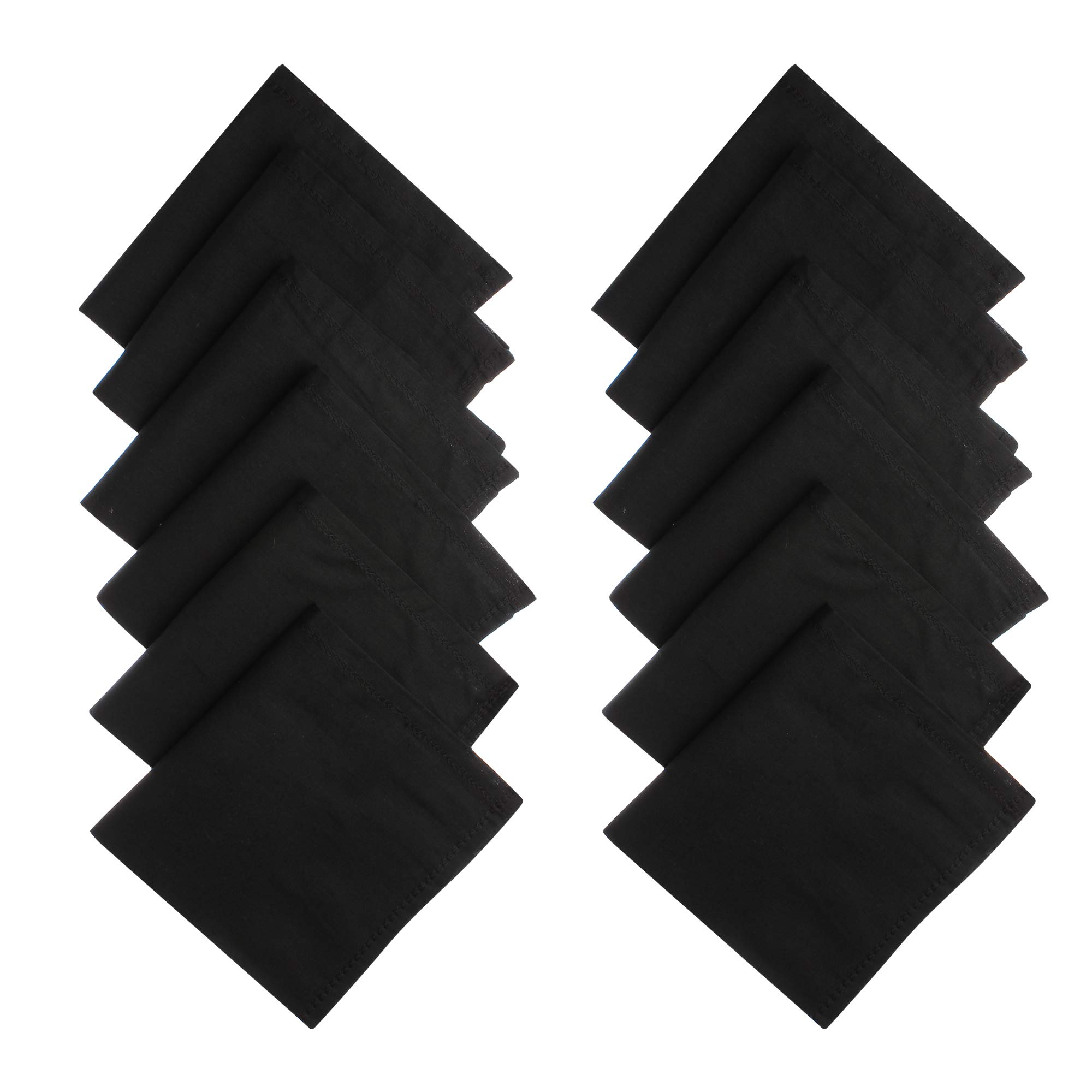 JENNY DENIAL PURE COTTON Black RUMAL/Handkerchief For Men PACK OF 12 (Size 48 * 48 CM) hankies