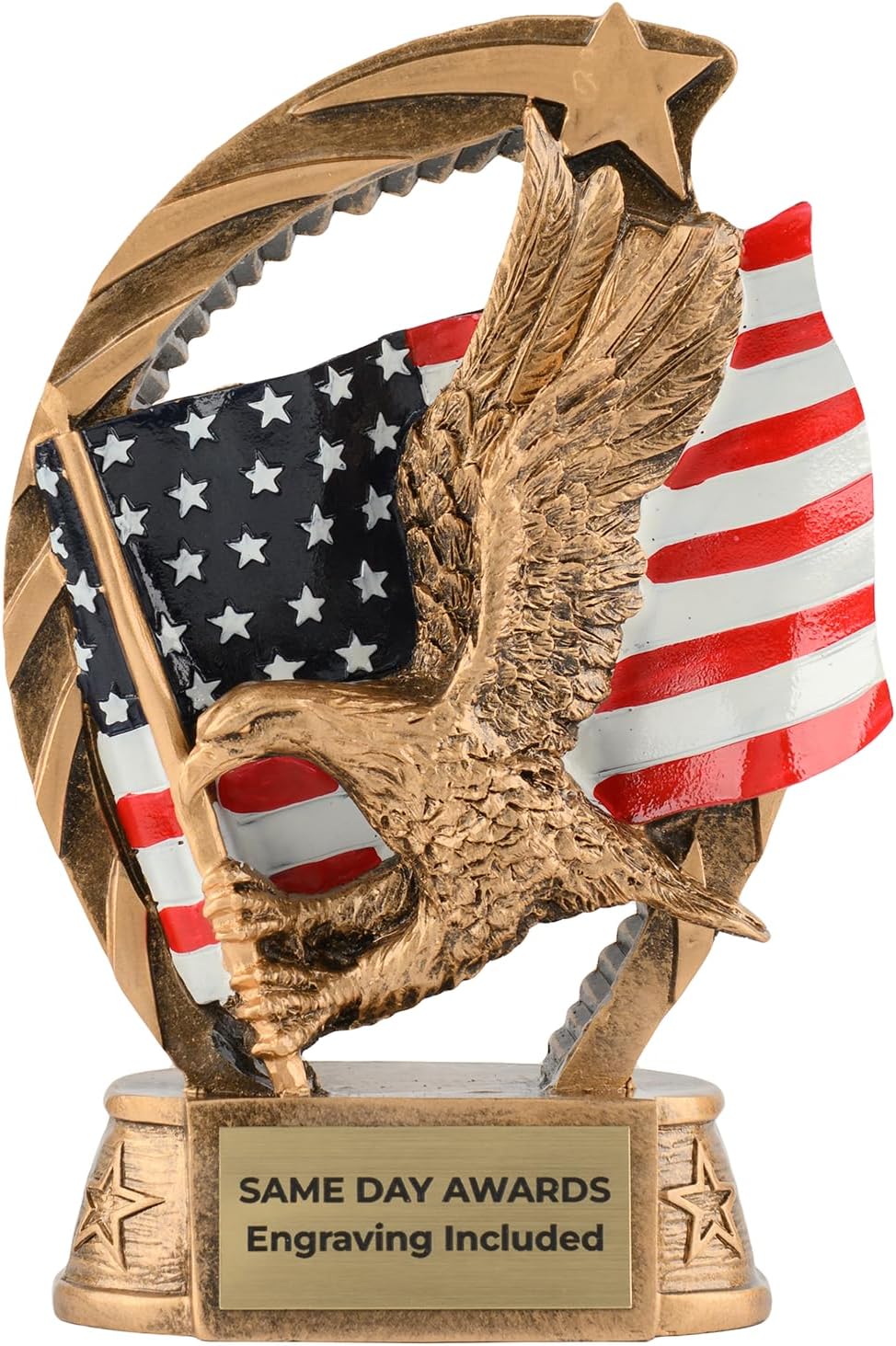 Running Star Eagle with American Flag Award - 5.5 Inch Custom Engraved Award for Service Volunteer Leadership Military First Responder Strength Courage Honor