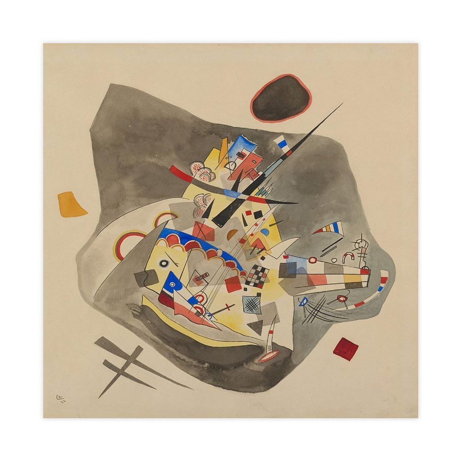 DFJyjFGJJ Gray Spot by Wassily Kandinsky Wall Decoration Poster Family Bar Restaurant Garage Cafe Art Sign Gift 24" L X 24" W